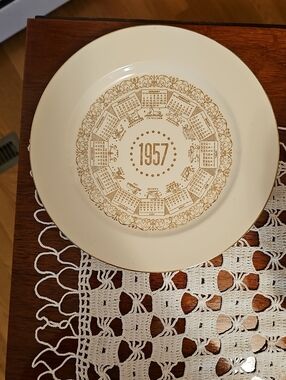 Homer Laughlin Cream and Gold 1957 Calendar Dinner Plate